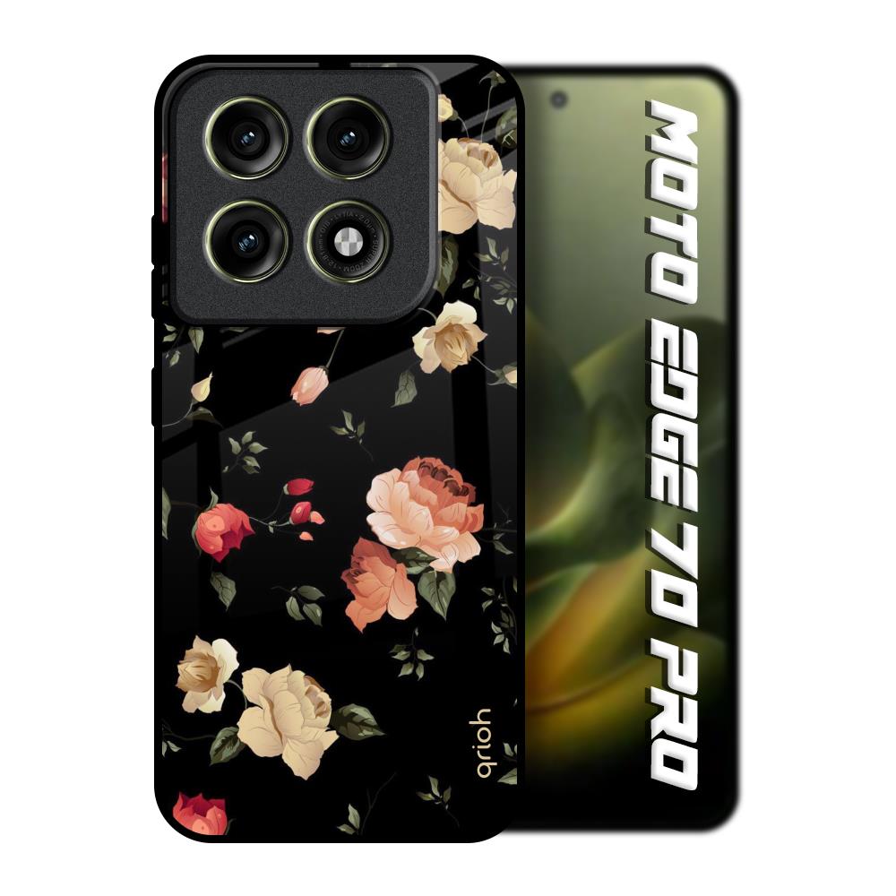 Black Spring Floral Motorola Edge 70 Pro 5G Glass Back Cover Online