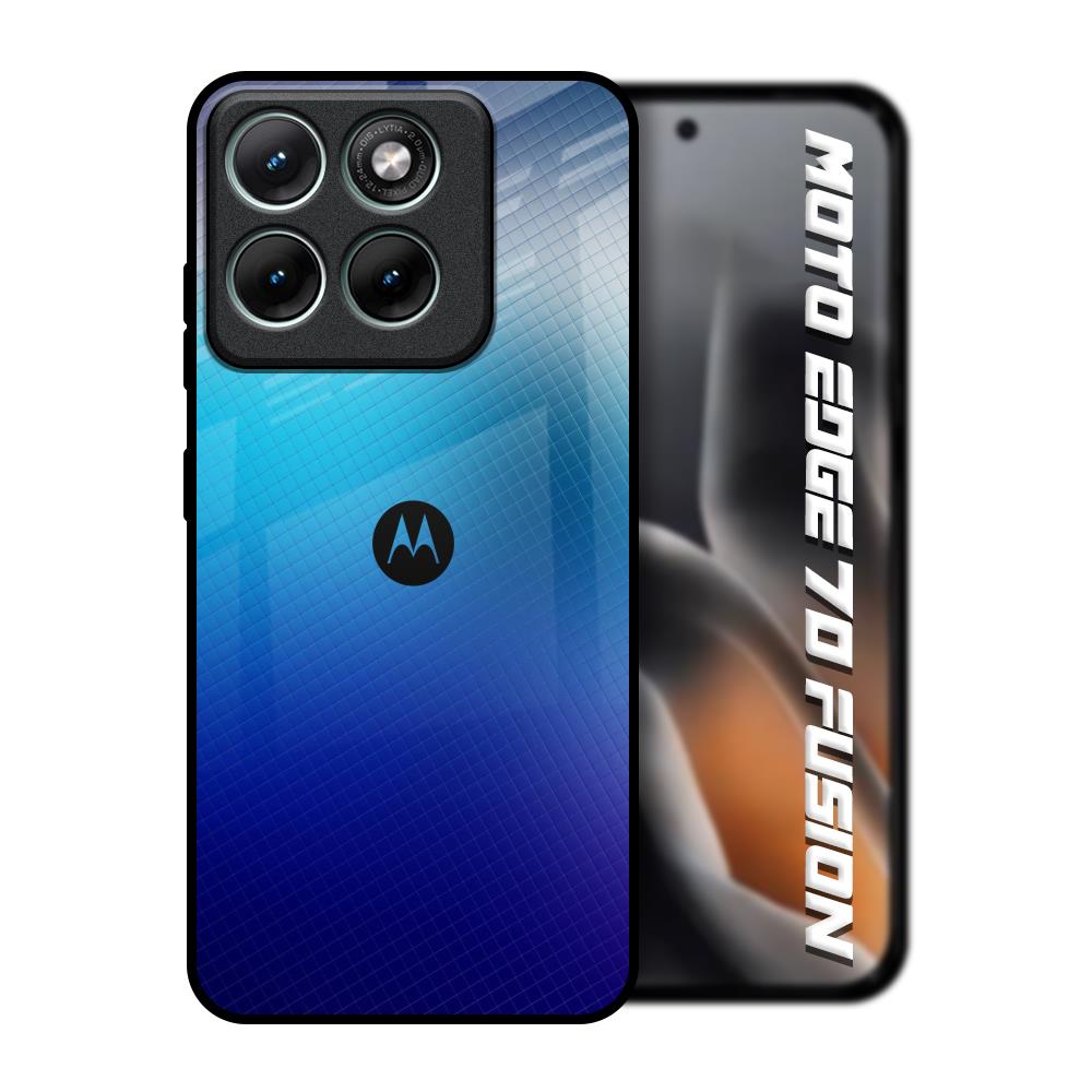 Blue Rhombus Pattern Motorola Edge 70 Fusion 5G Glass Back Cover Online