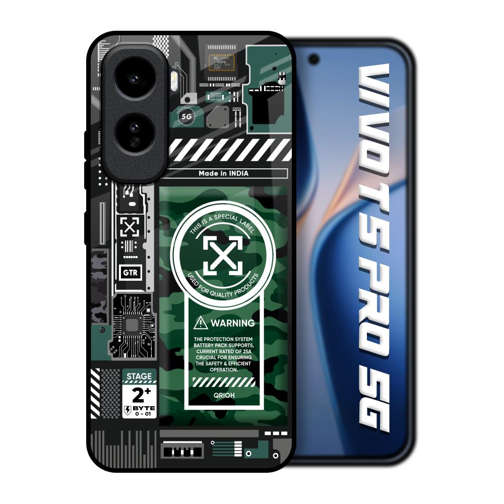 Green Camo Circuit Vivo T5 Pro 5G Glass Back Cover Online