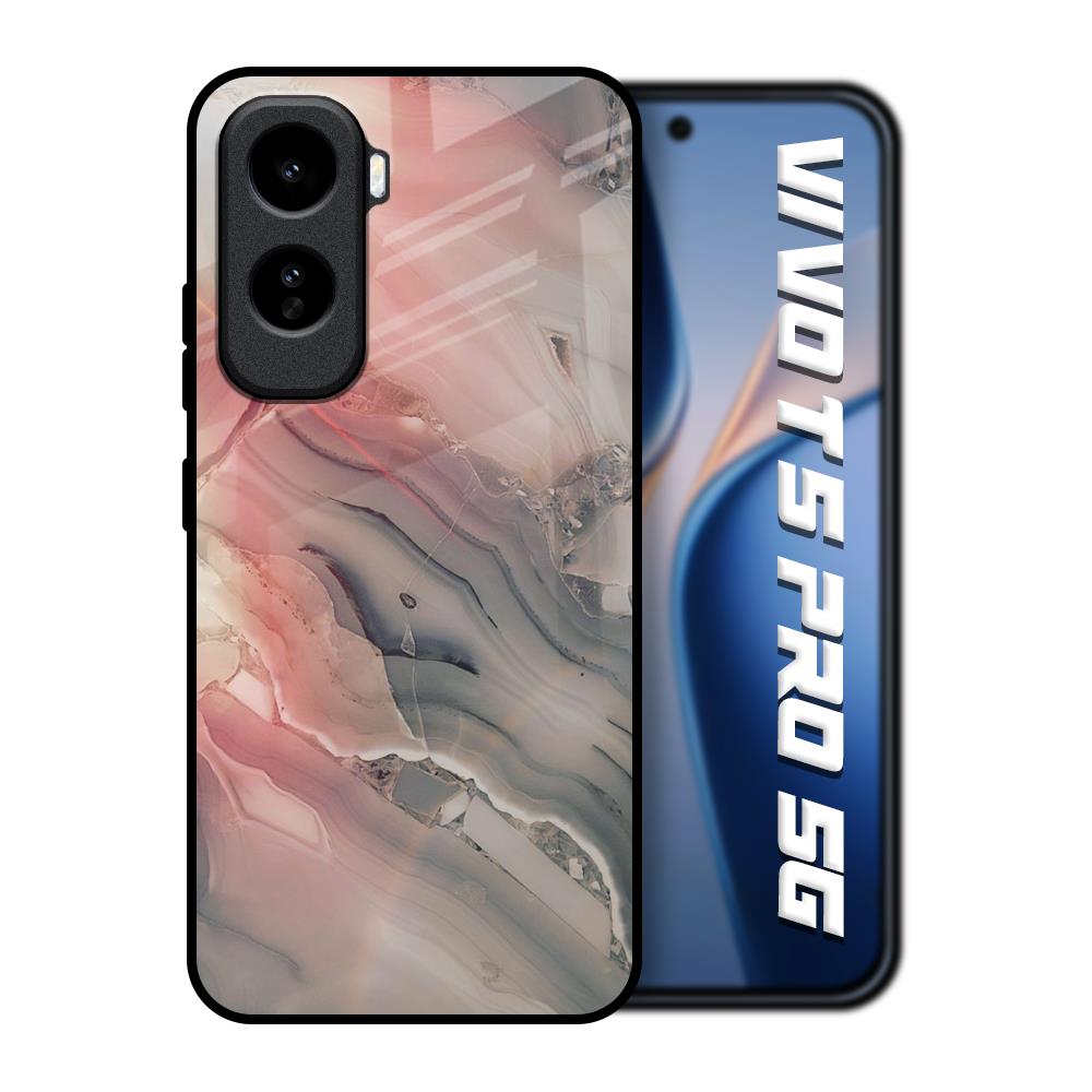 Pink And Grey Marble Vivo T5 Pro 5G Glass Back Cover Online