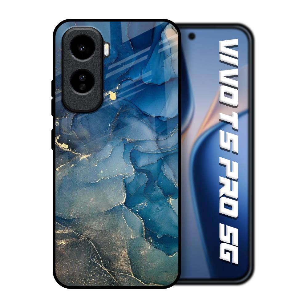 Blue Cool Marble Vivo T5 Pro 5G Glass Back Cover Online