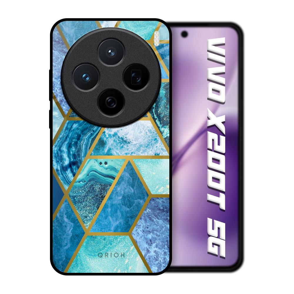 Turquoise Geometrical Marble Vivo X200T 5G Glass Back Cover Online