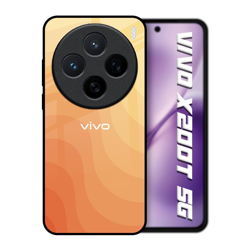 Orange Curve Pattern Vivo X200T 5G Glass Back Cover Online