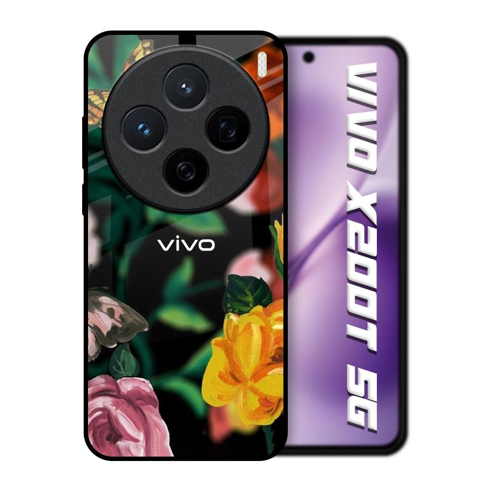 Flowers & Butterfly Vivo X200T 5G Glass Back Cover Online