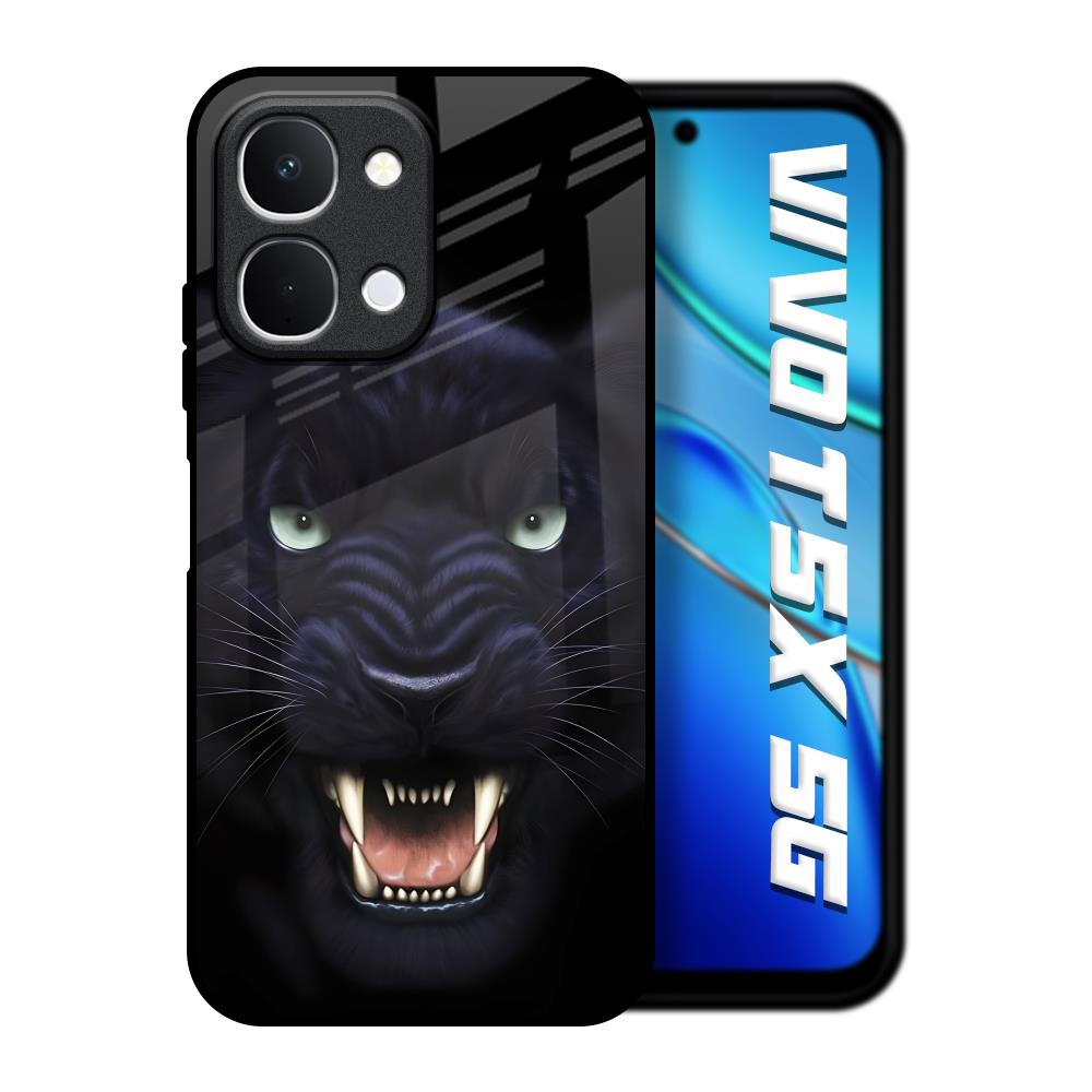 Angry Black Tiger Vivo T5x 5G Glass Back Cover Online