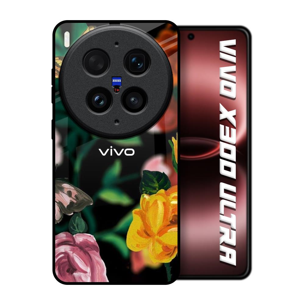 Flowers & Butterfly Vivo X300 Ultra 5G Glass Back Cover Online