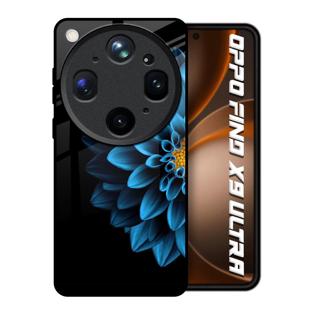 Half Blue Flower Oppo Find X9 Ultra 5G Glass Back Cover Online