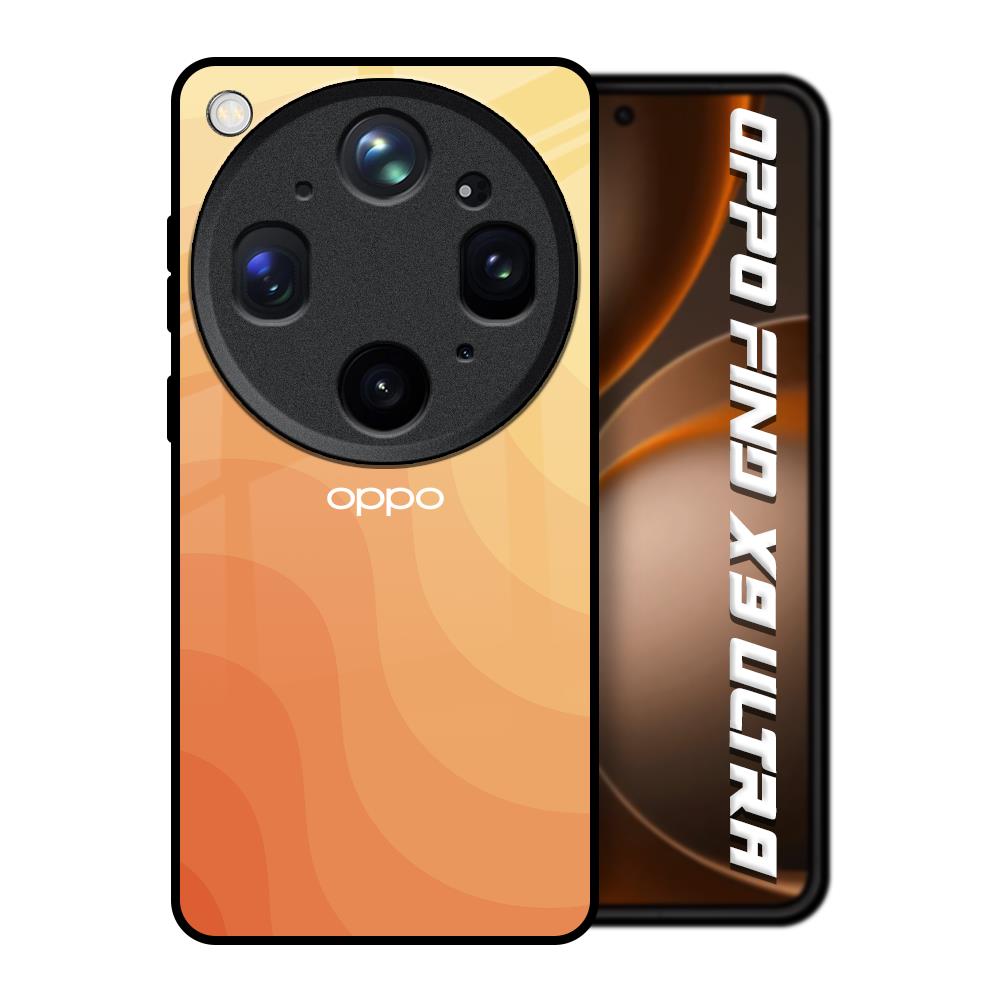 Orange Curve Pattern Oppo Find X9 Ultra 5G Glass Back Cover Online