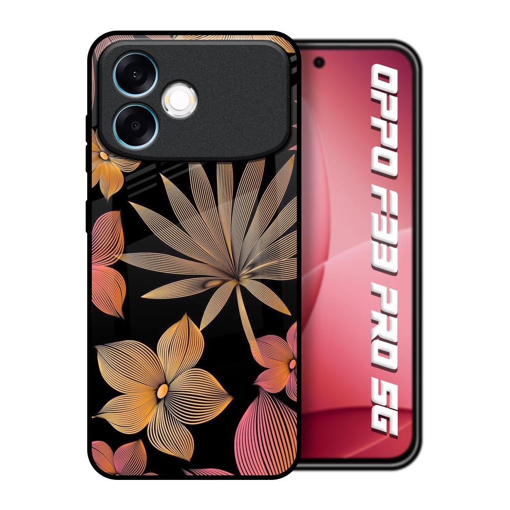 Lines Pattern Flowers Oppo F33 Pro 5G Glass Back Cover Online