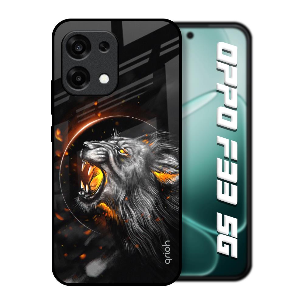 Aggressive Lion Oppo F33 5G Glass Back Cover Online