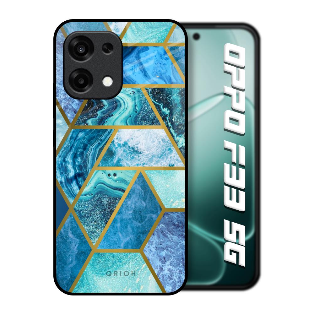 Turquoise Geometrical Marble Oppo F33 5G Glass Back Cover Online