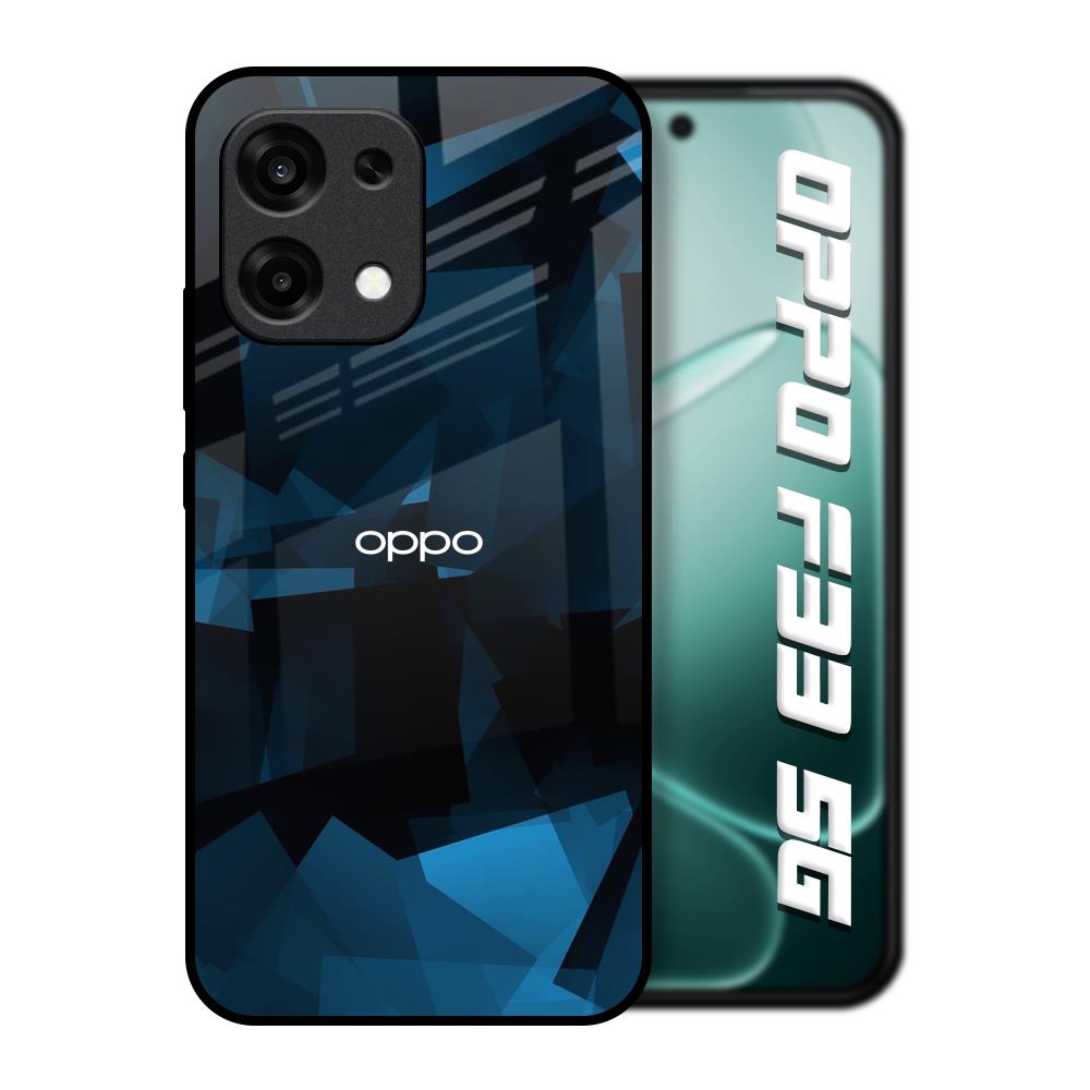 Polygonal Blue Box Oppo F33 5G Glass Back Cover Online
