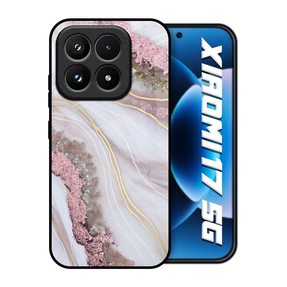 Pink & Gold Gllitter Marble Xiaomi 17 5G Glass Back Cover Online