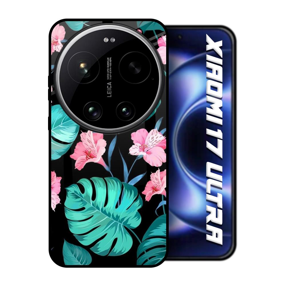 Tropical Leaves & Pink Flowers Xiaomi 17 Ultra 5G Glass Back Cover Online