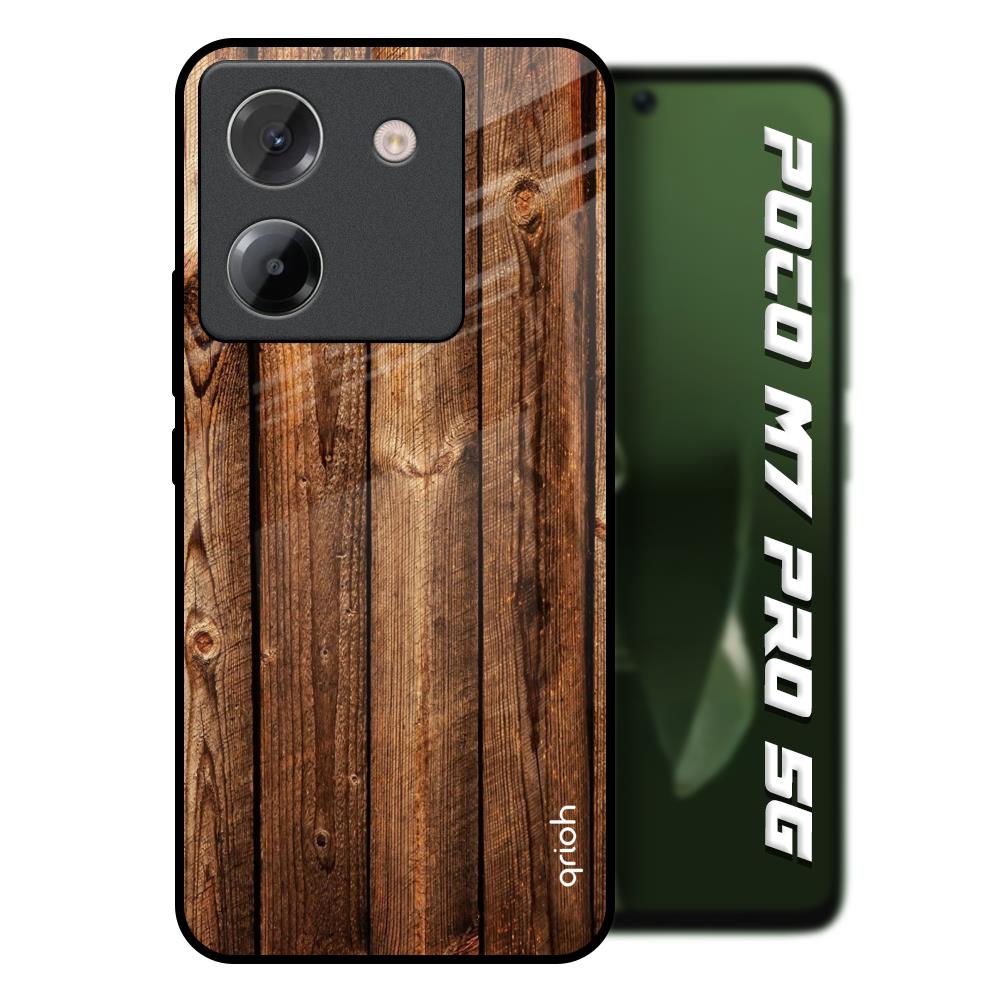 Timber Printed Poco M7 Pro 5G Glass Back Cover Online