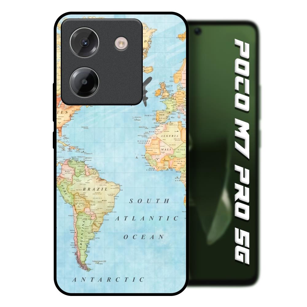 Travel Map Poco M7 Pro 5G Glass Back Cover Online