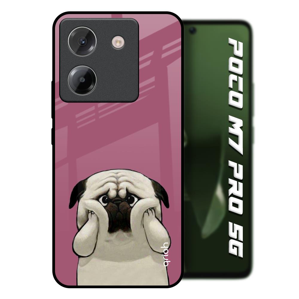 Funny Pug Face Poco M7 Pro 5G Glass Back Cover Online