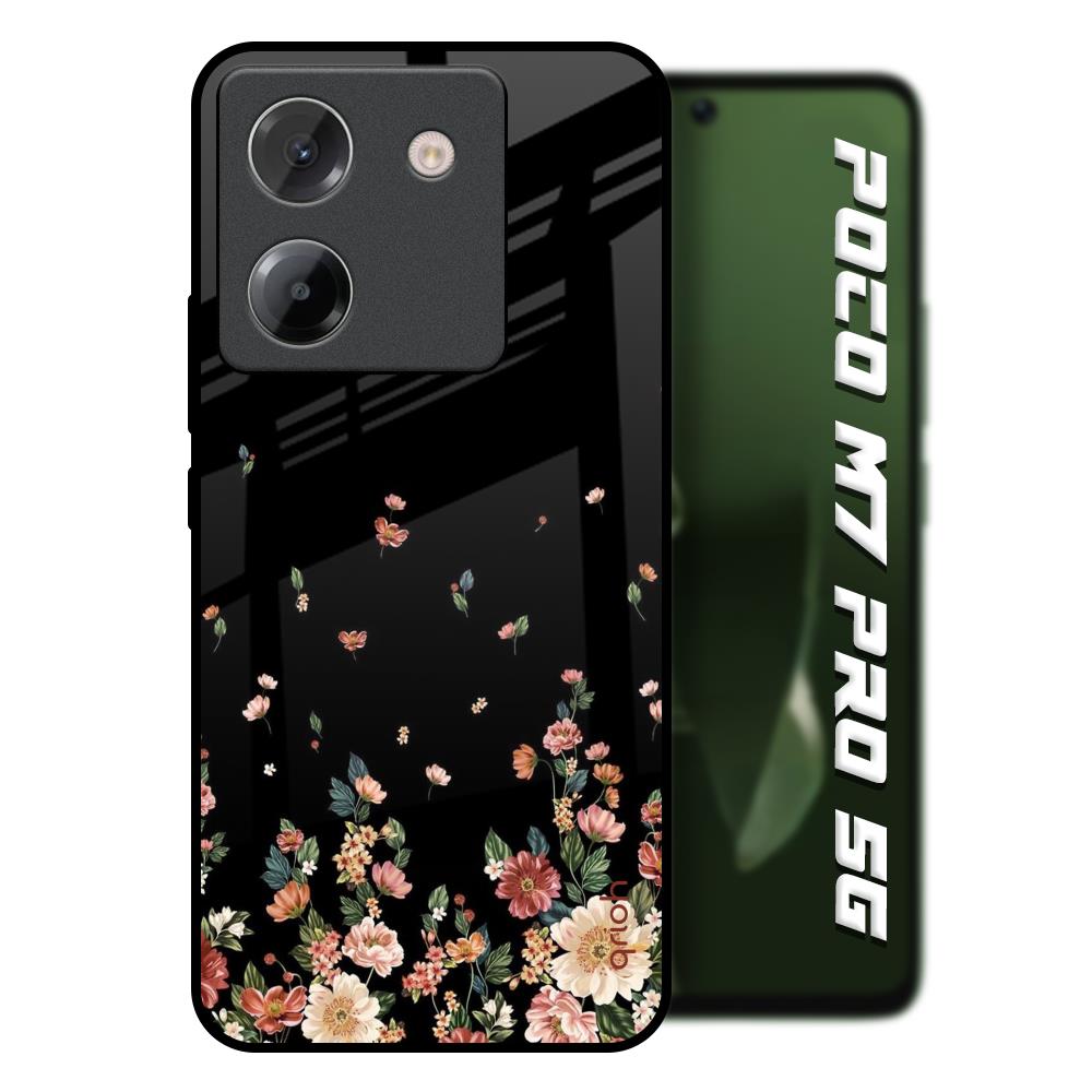 Floating Floral Print Poco M7 Pro 5G Glass Back Cover Online
