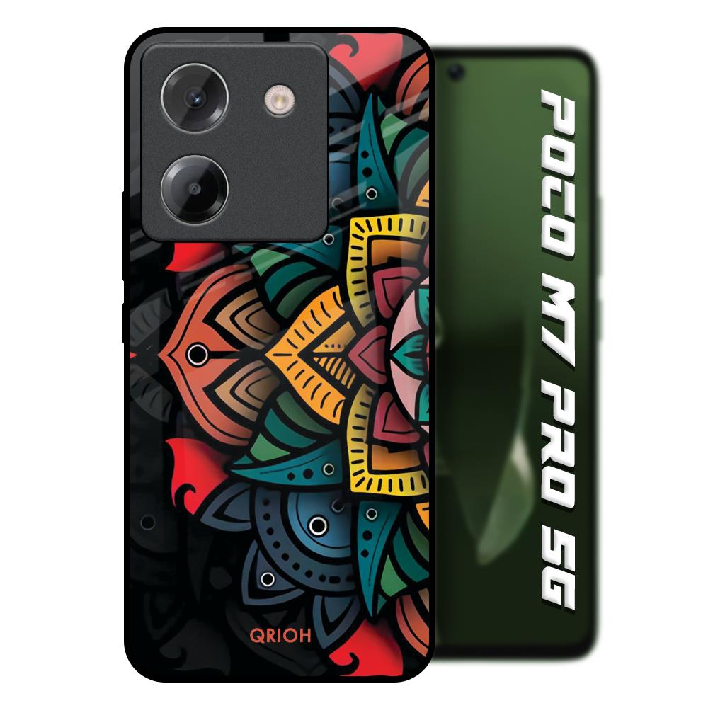 Retro Gorgeous Flower Poco M7 Pro 5G Glass Back Cover Online