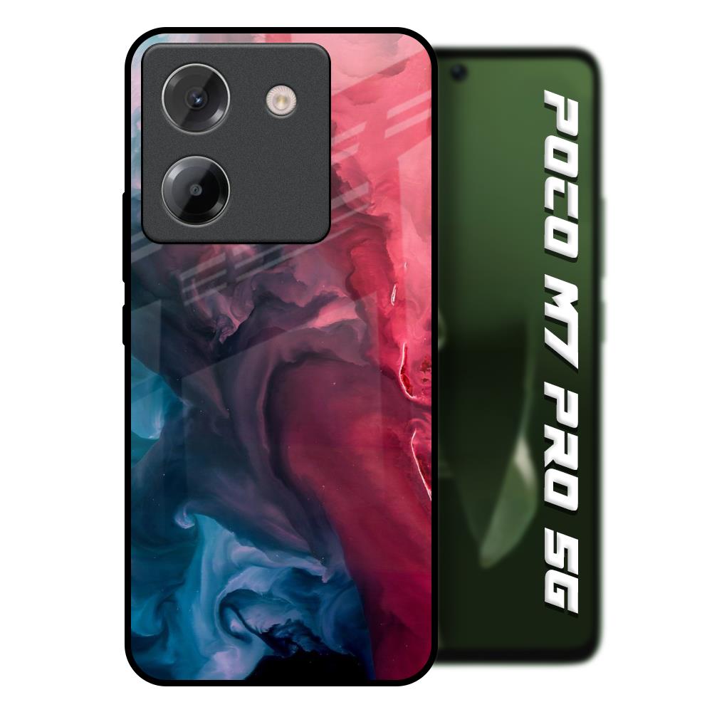 Blue & Red Smoke Poco M7 Pro 5G Glass Back Cover Online