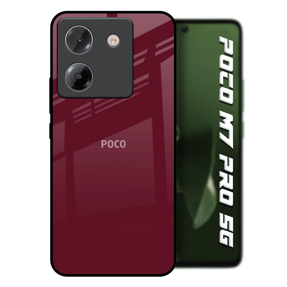Classic Burgundy Poco M7 Pro 5G Glass Back Cover Online