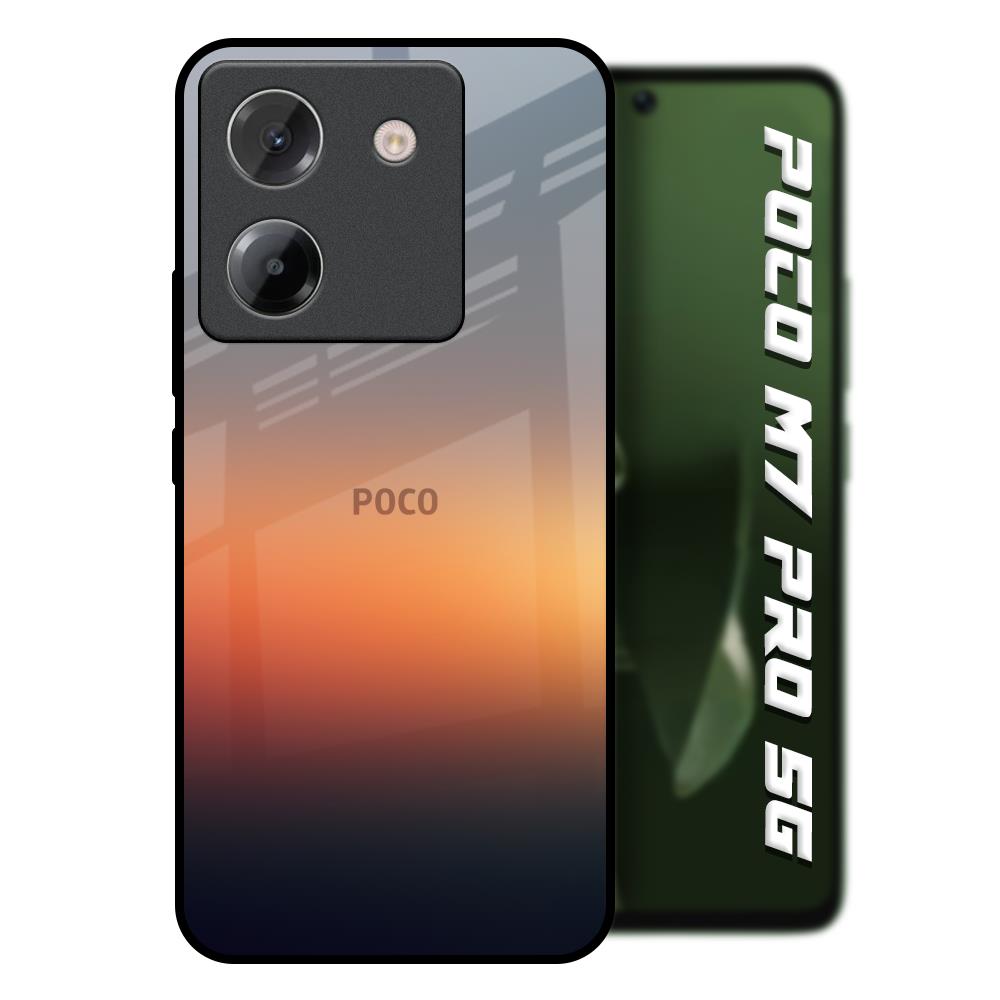 Aesthetic Orange Poco M7 Pro 5G Glass Back Cover Online