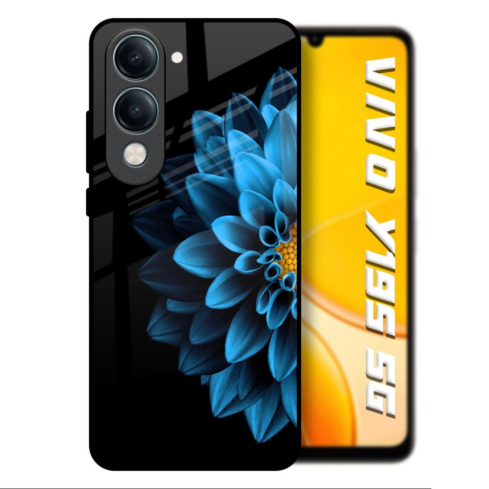 Half Blue Flower Vivo Y19s 5G Glass Back Cover Online