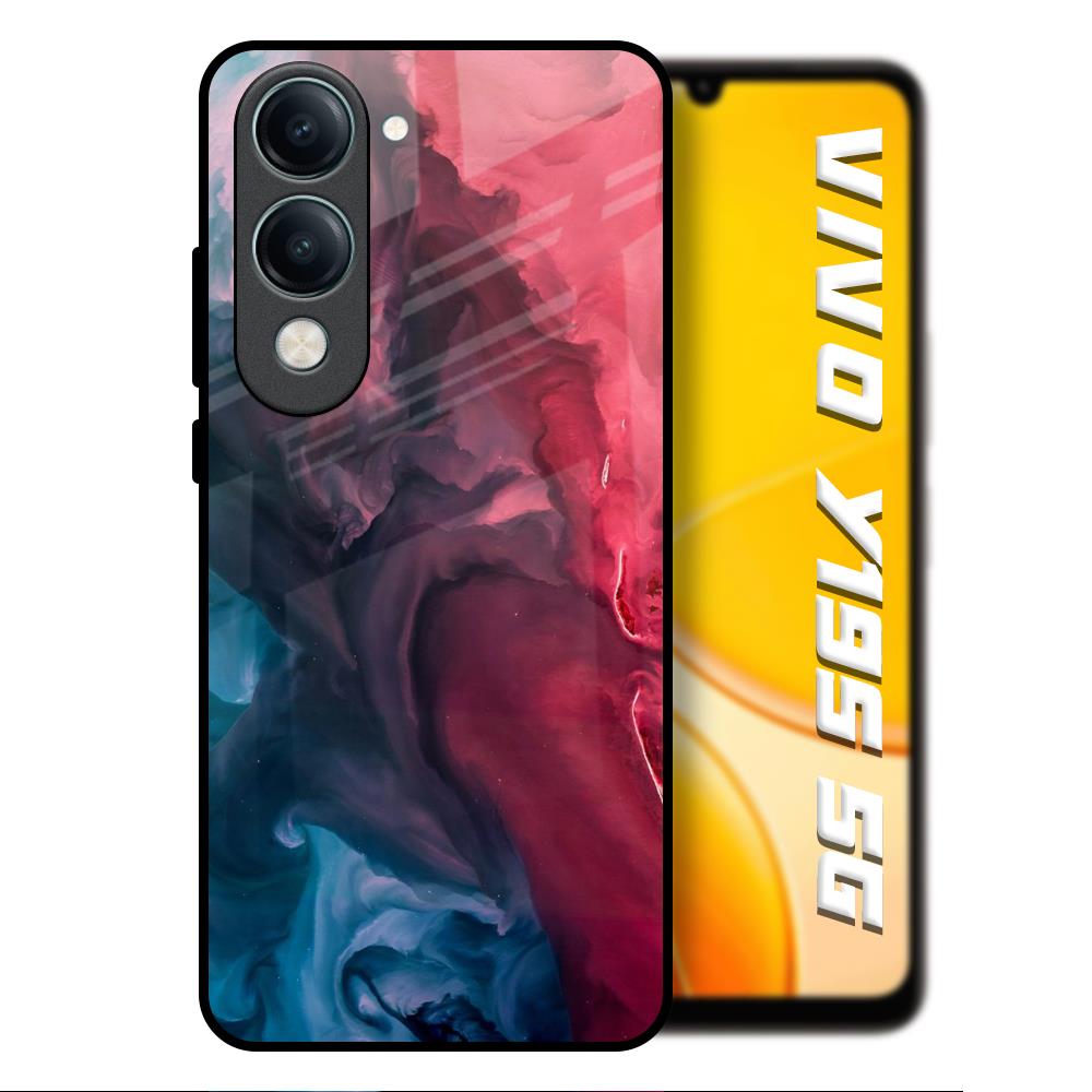 Blue & Red Smoke Vivo Y19s 5G Glass Back Cover Online