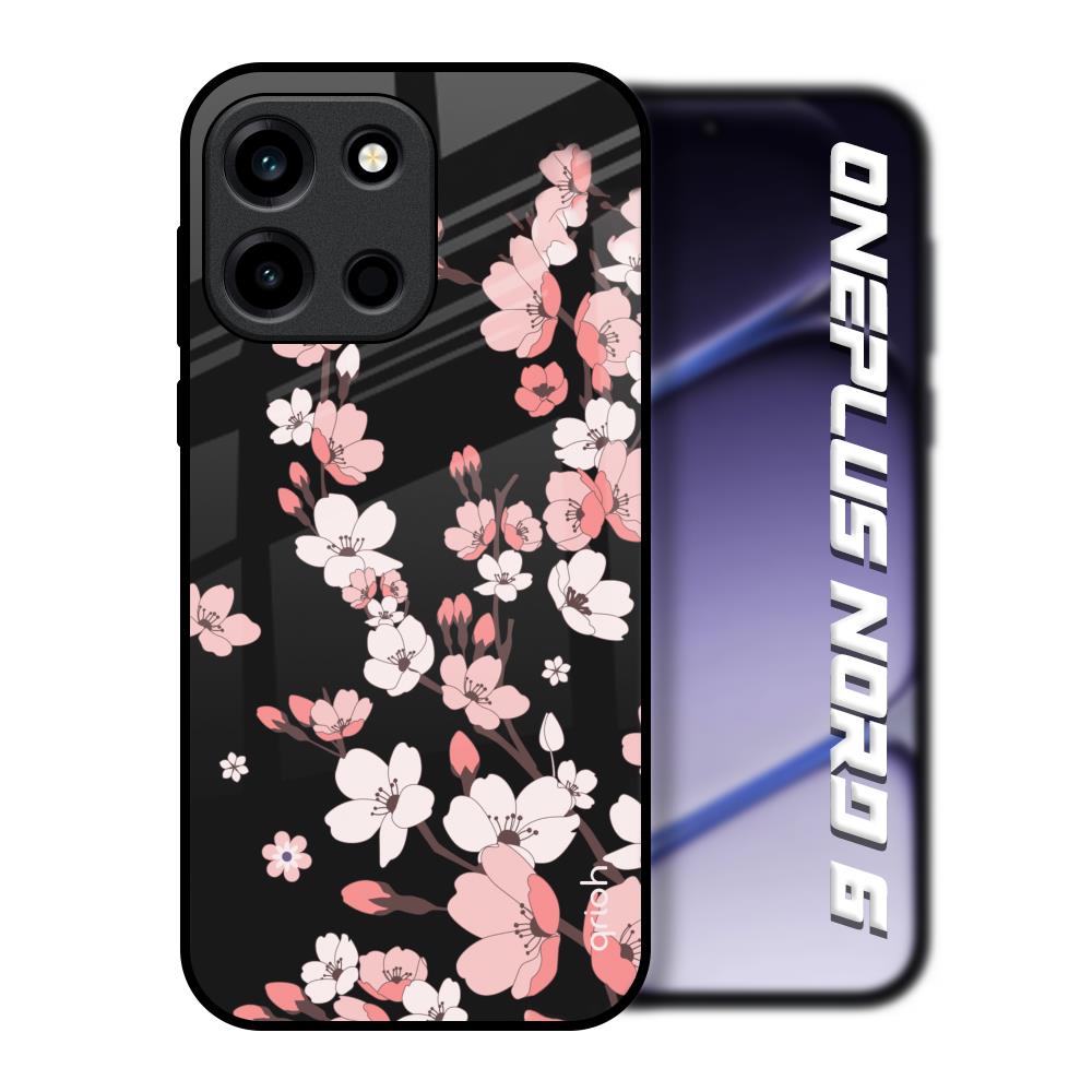 Black Cherry Blossom OnePlus Nord 6 Glass Back Cover Online