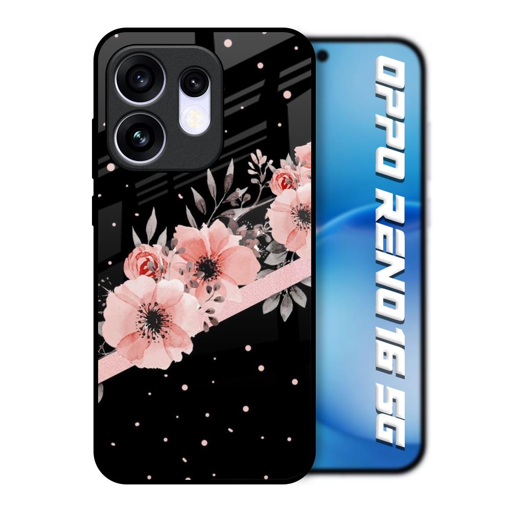 Floral Black Band Oppo Reno16 5G Glass Back Cover Online
