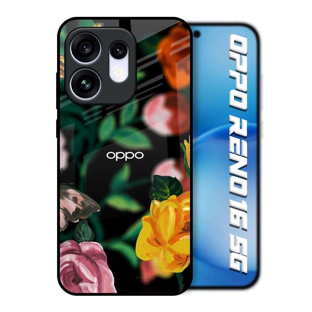 Flowers & Butterfly Oppo Reno16 5G Glass Back Cover Online