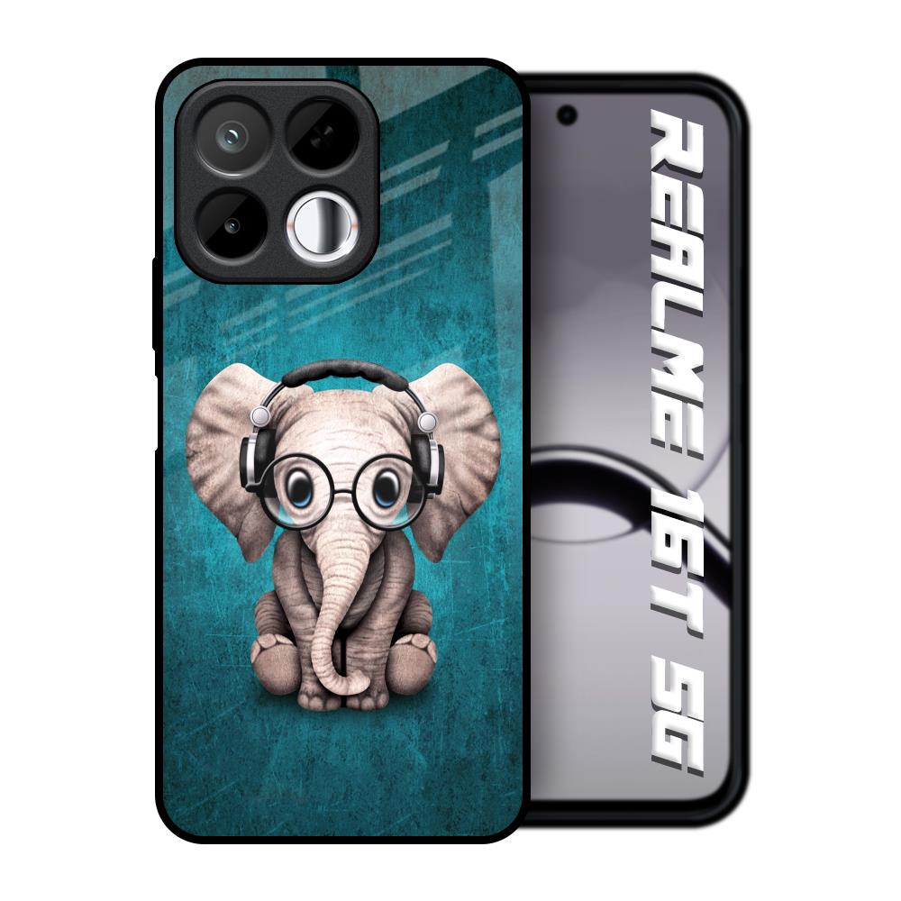 Adorable Baby Elephant Realme 16T 5G Glass Back Cover Online