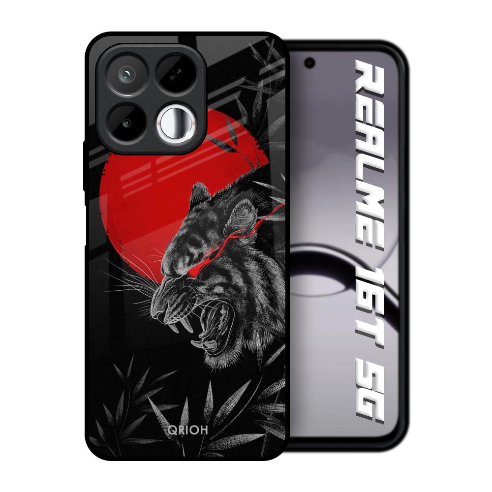 Red Moon Tiger Realme 16T 5G Glass Back Cover Online