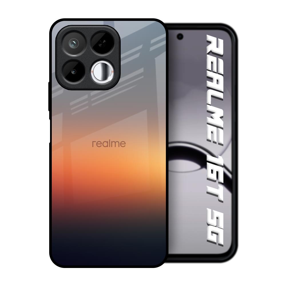 Aesthetic Orange Realme 16T 5G Glass Back Cover Online