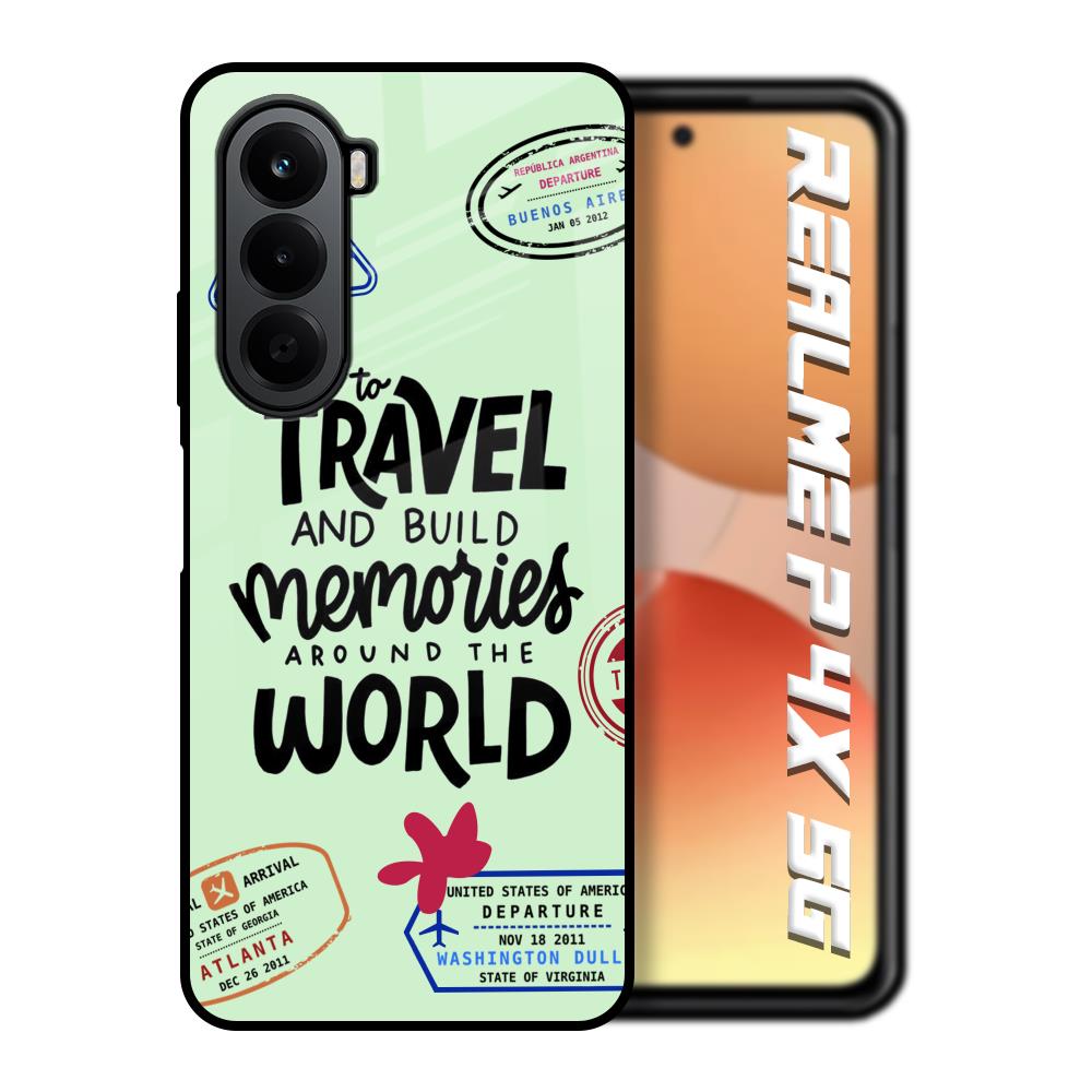 Travel Stamps Realme P4x 5G Glass Back Cover Online