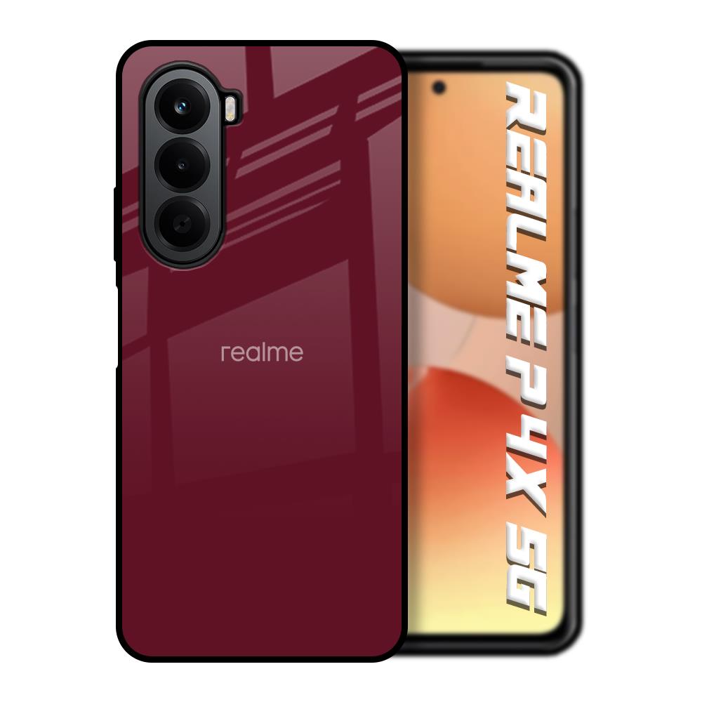 Classic Burgundy Realme P4x 5G Glass Back Cover Online