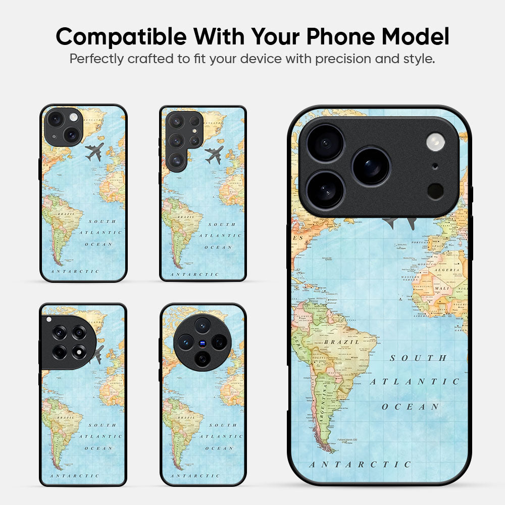 Travel Map Glass Case