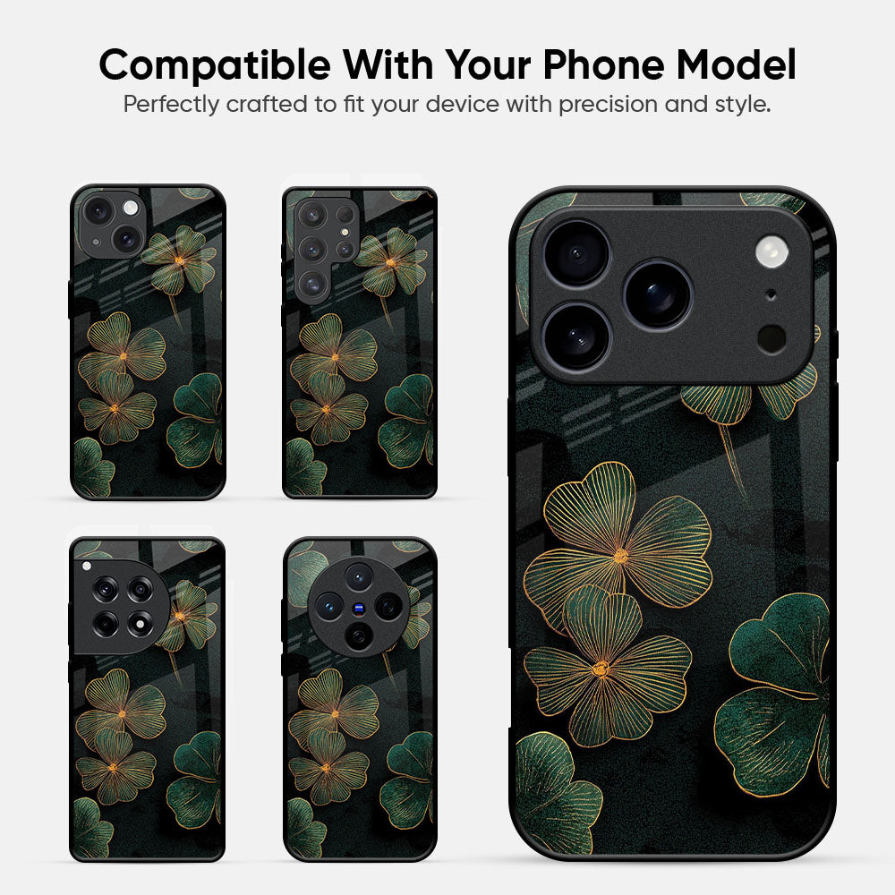 Elegant Gold Bloom Glass Case