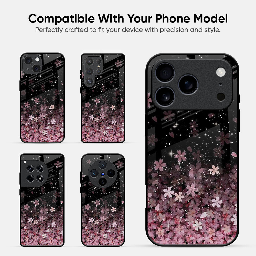 Sparkling Pink Petals Glass Case