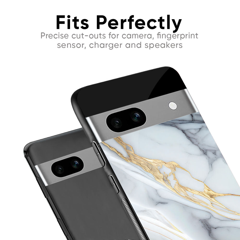White Grey Marble Glass Case for Google Pixel 9 Pro