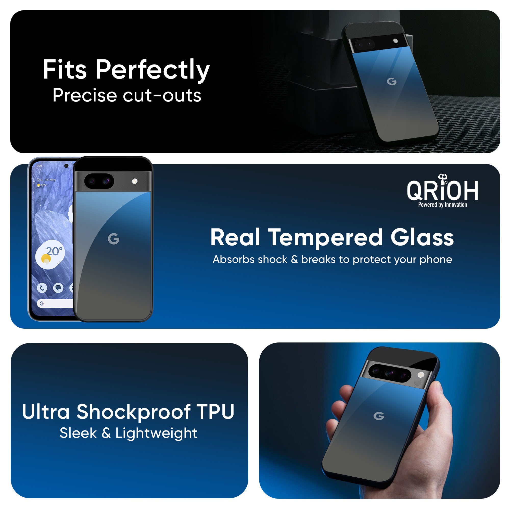Blue Grey Ombre Glass Case for Google Pixel 9