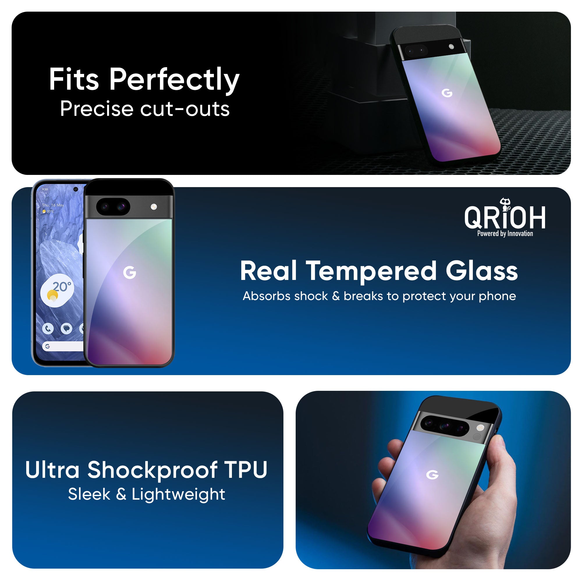 Abstract Holographic Glass Case for Google Pixel 9 Pro XL