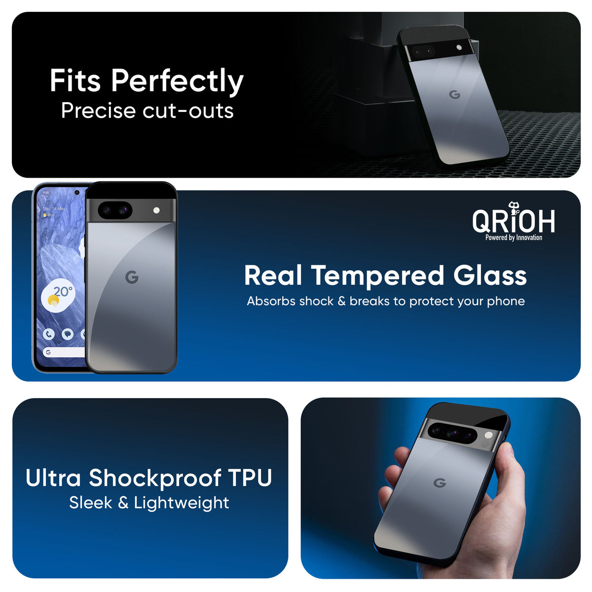 Space Grey Gradient Glass Case for Google Pixel 9 Pro XL