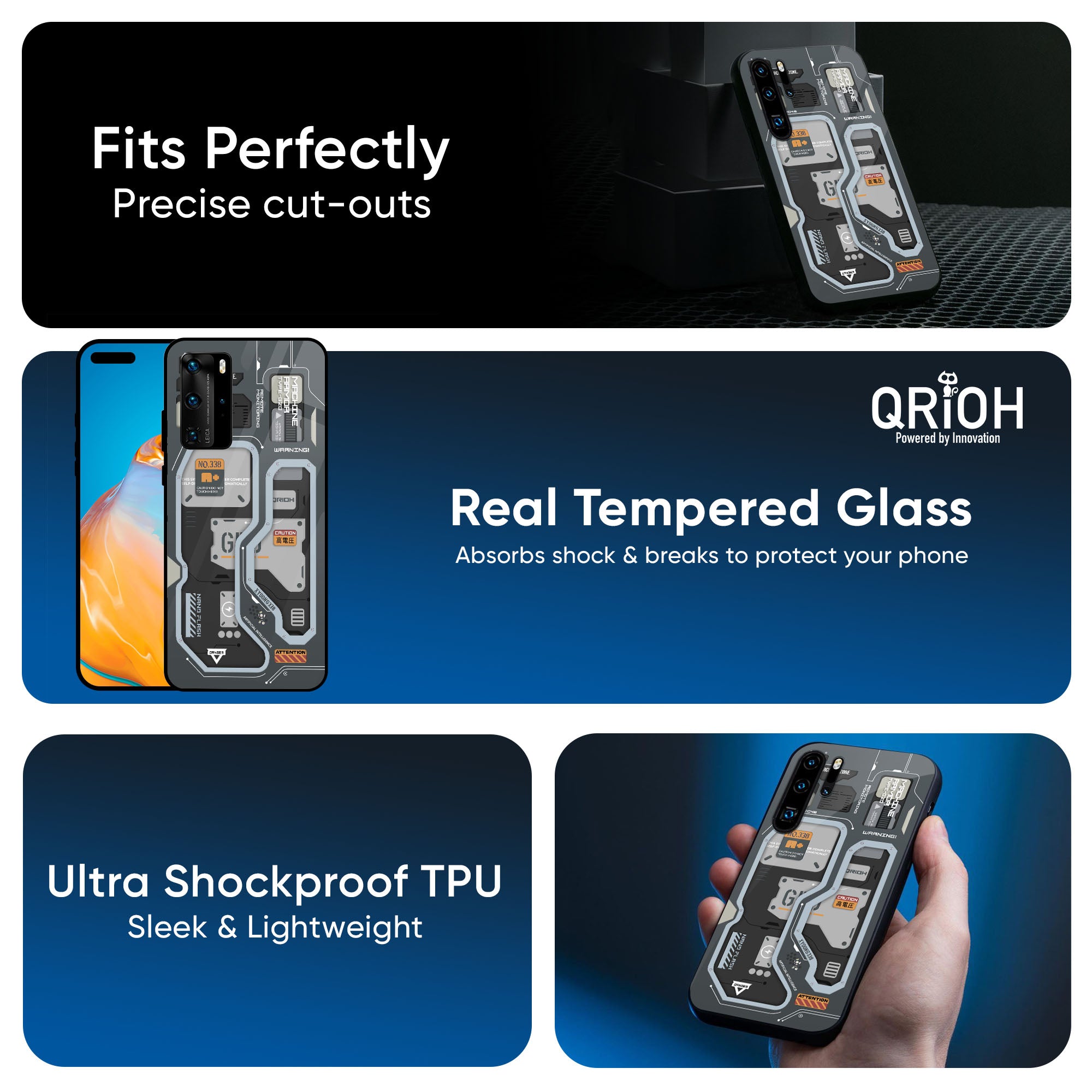 Retro Futuristic Glass Case for Huawei P30 Pro