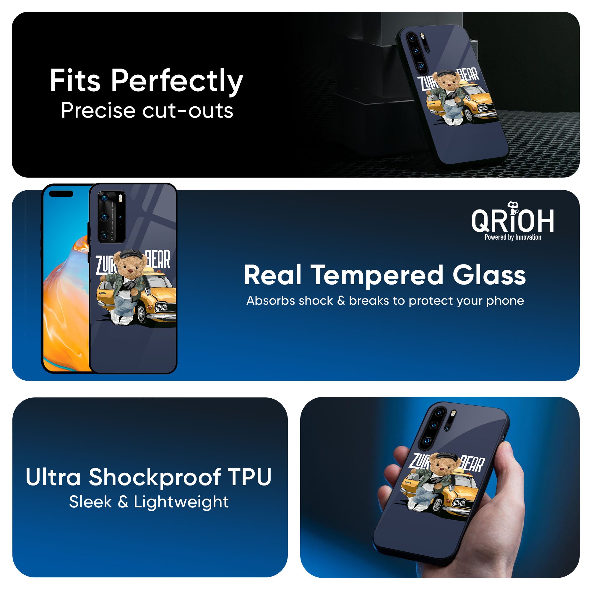 Adventurous Bear Glass Case for Huawei P30 Pro