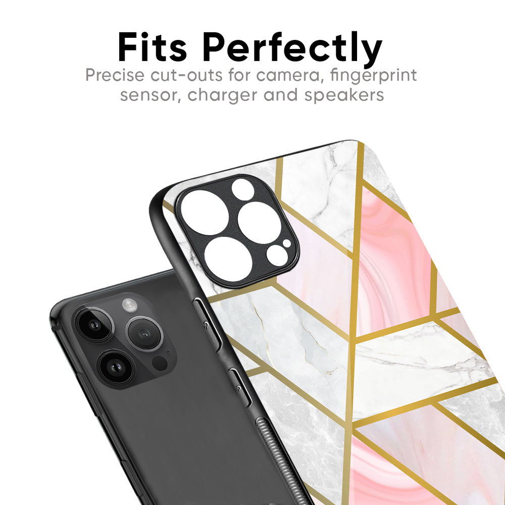 Geometrical Marble Glass Case for iPhone 16 Pro Max