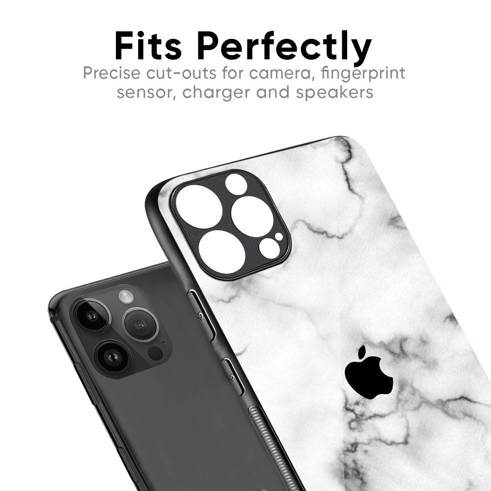 Satin White Marble Glass Case for iPhone 16 Pro Max
