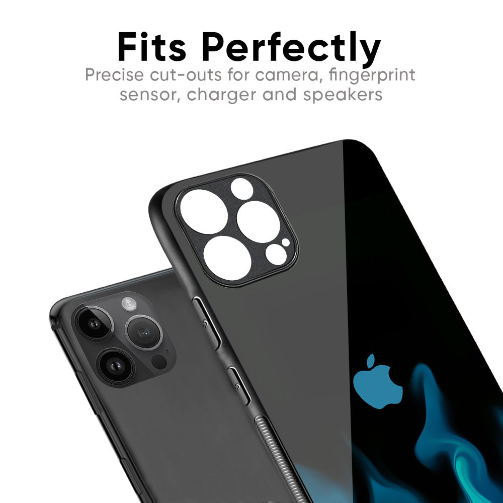 Teal Flames Glass Case for iPhone 16 Pro Max