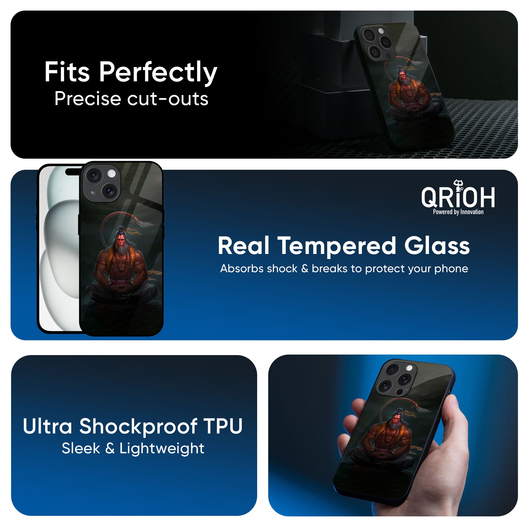 Lord Hanuman Animated Glass Case for iPhone 16 Pro Max