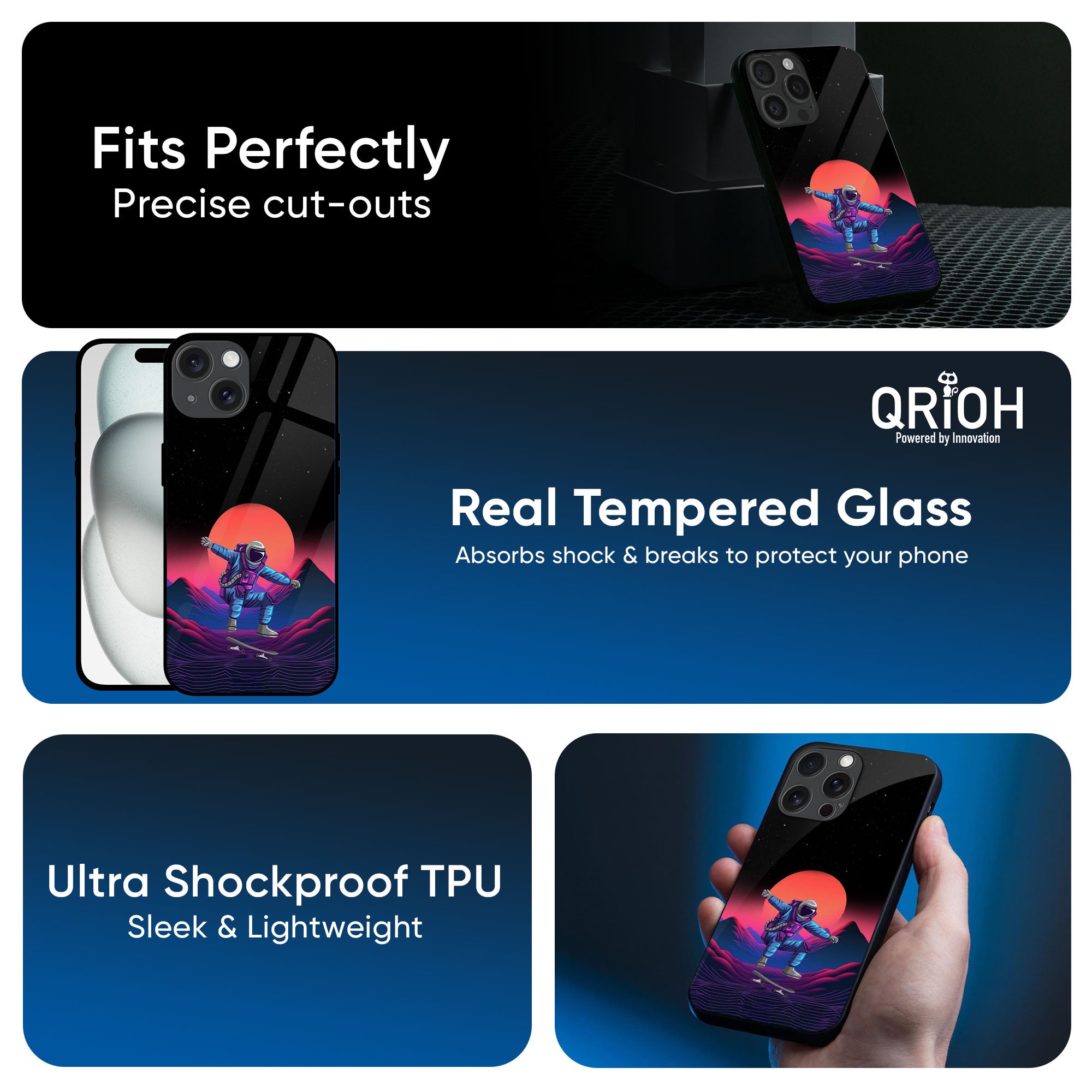 Retro Astronaut Glass Case for iPhone 16 Pro Max
